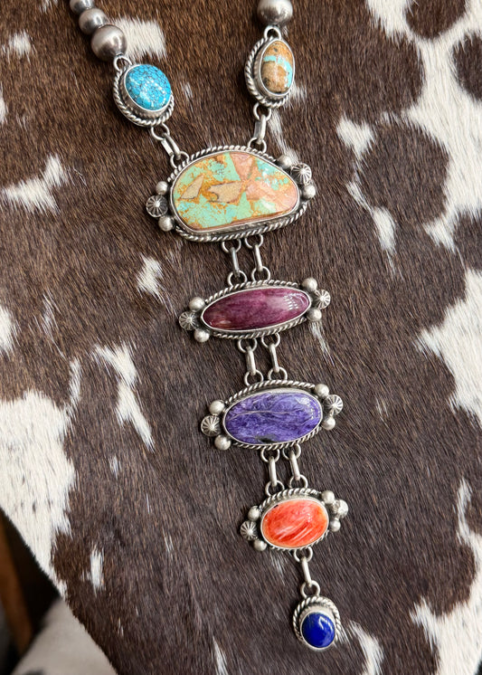 Multi Stone Pearl Lariat *Native