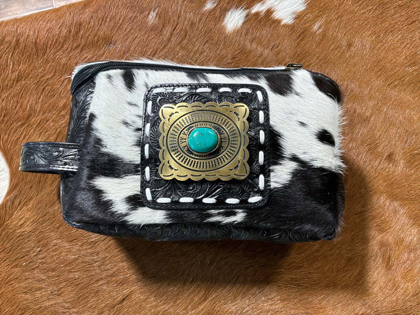 Turquoise Tooled Hideaway Bag