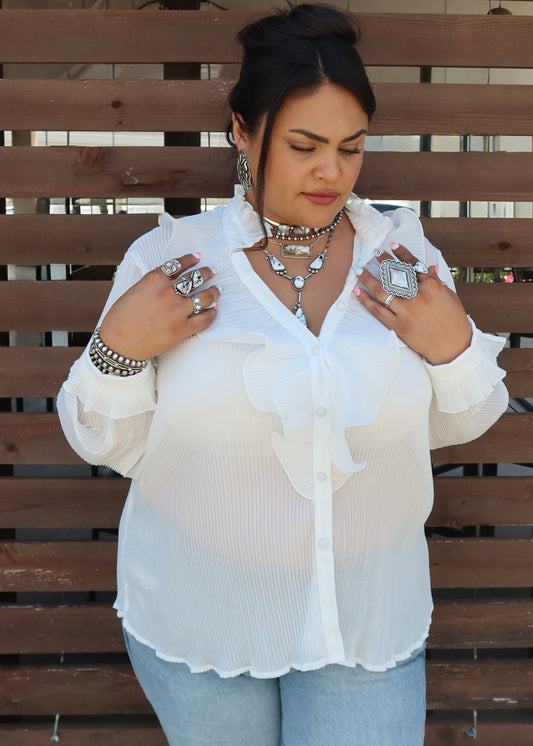 White Ruffle Top