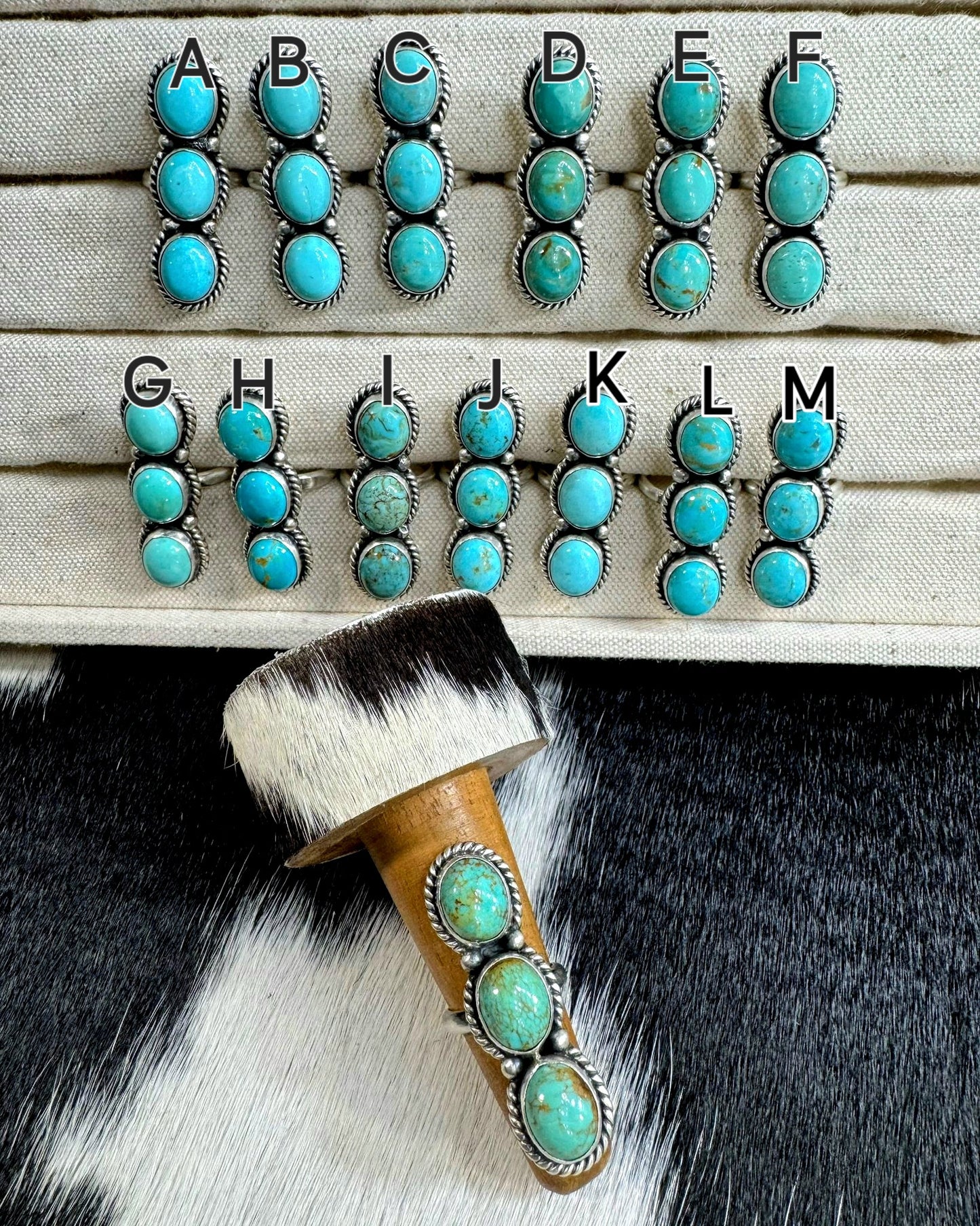 Alfred Martinez 3 Stone Ring *Adjustable Native