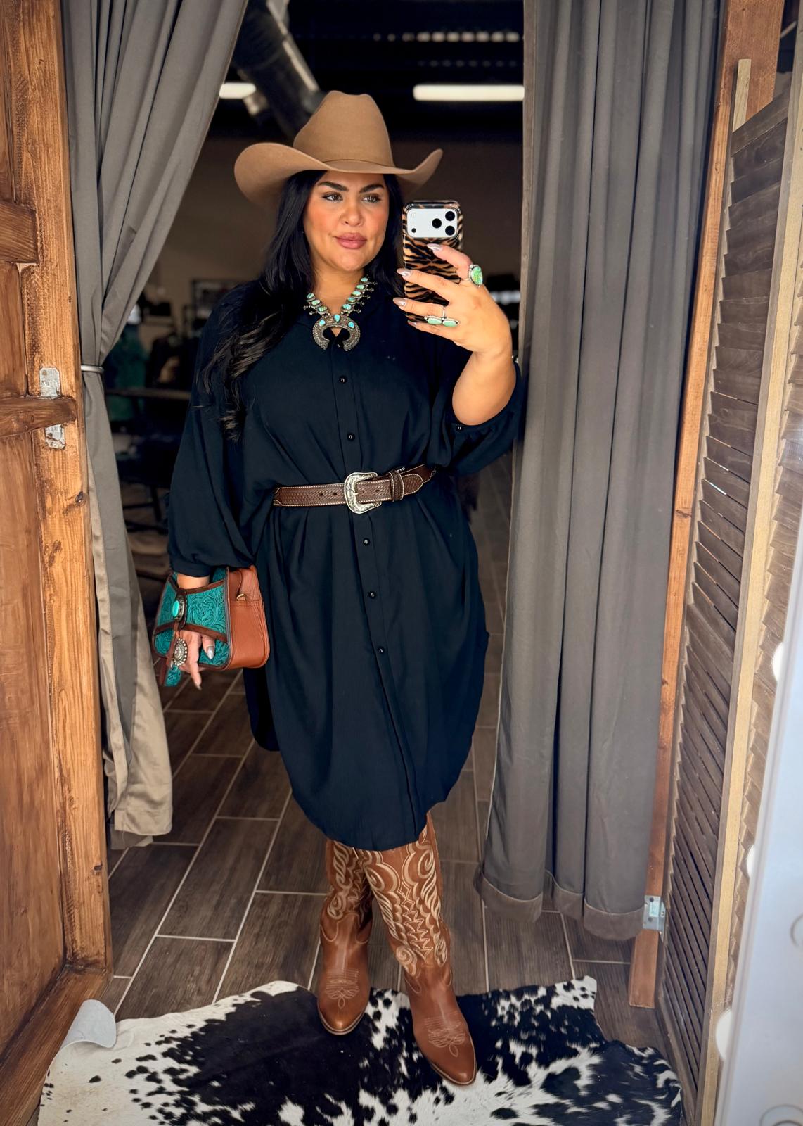 Oversized Hilow Dress *Black