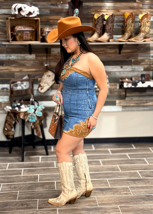 Stitch & Suede Mini Dress