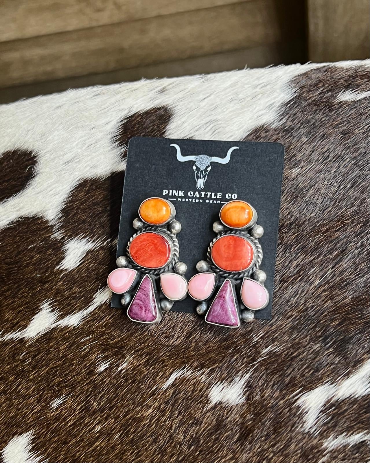 Bridgette Multi Spiny & Pink Conch Studs *Native