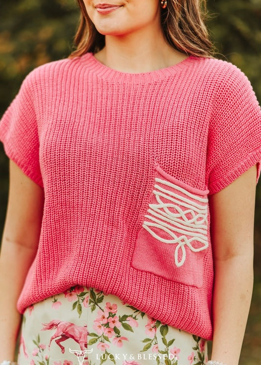 Boot Stitch Knitted Top *Pink