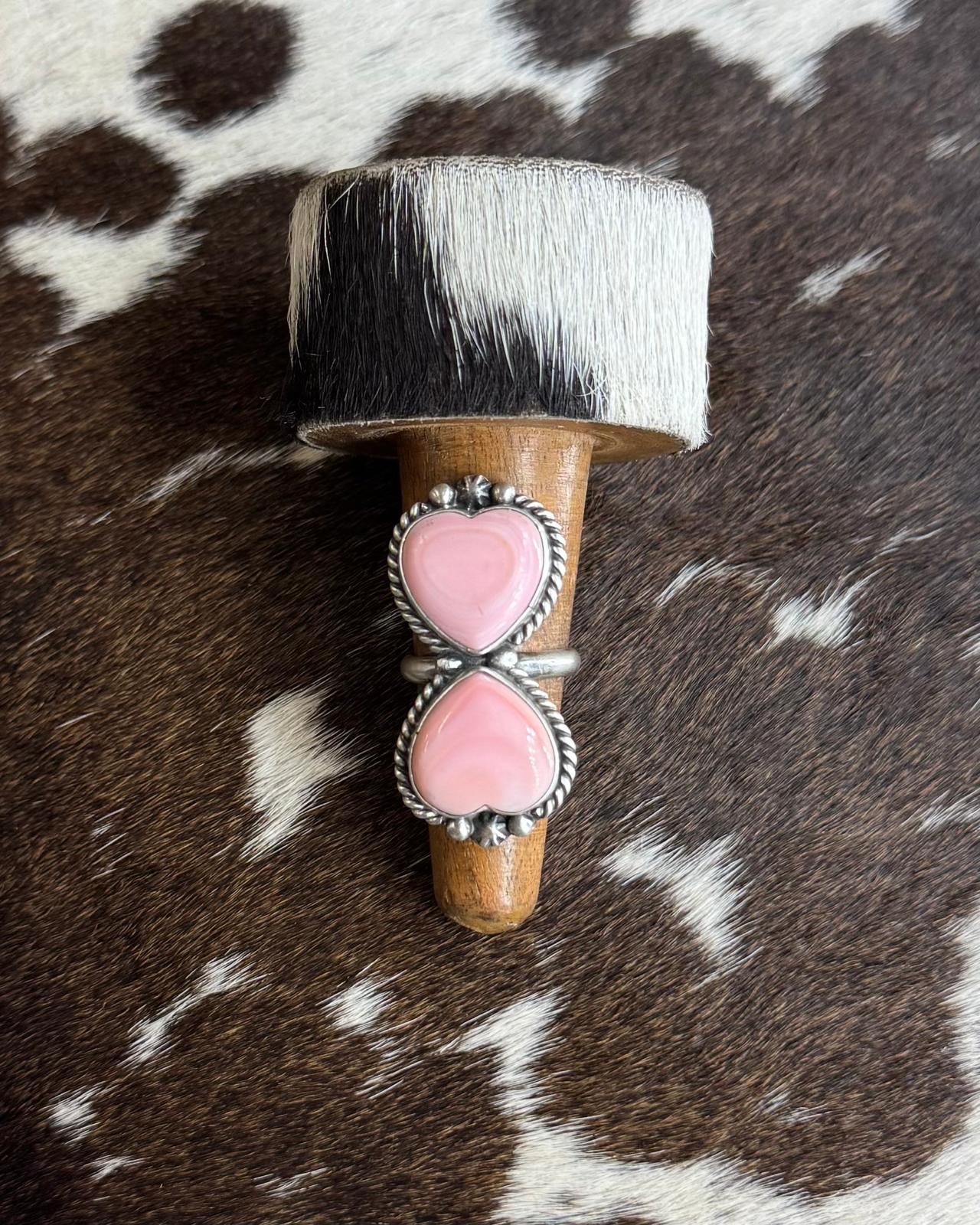 Pink Conch Double Heart Ring *Native