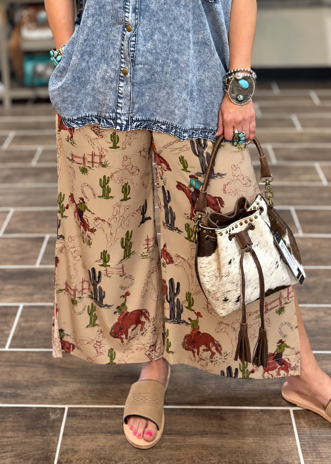 Desert Rodeo Cropped Satin Pants