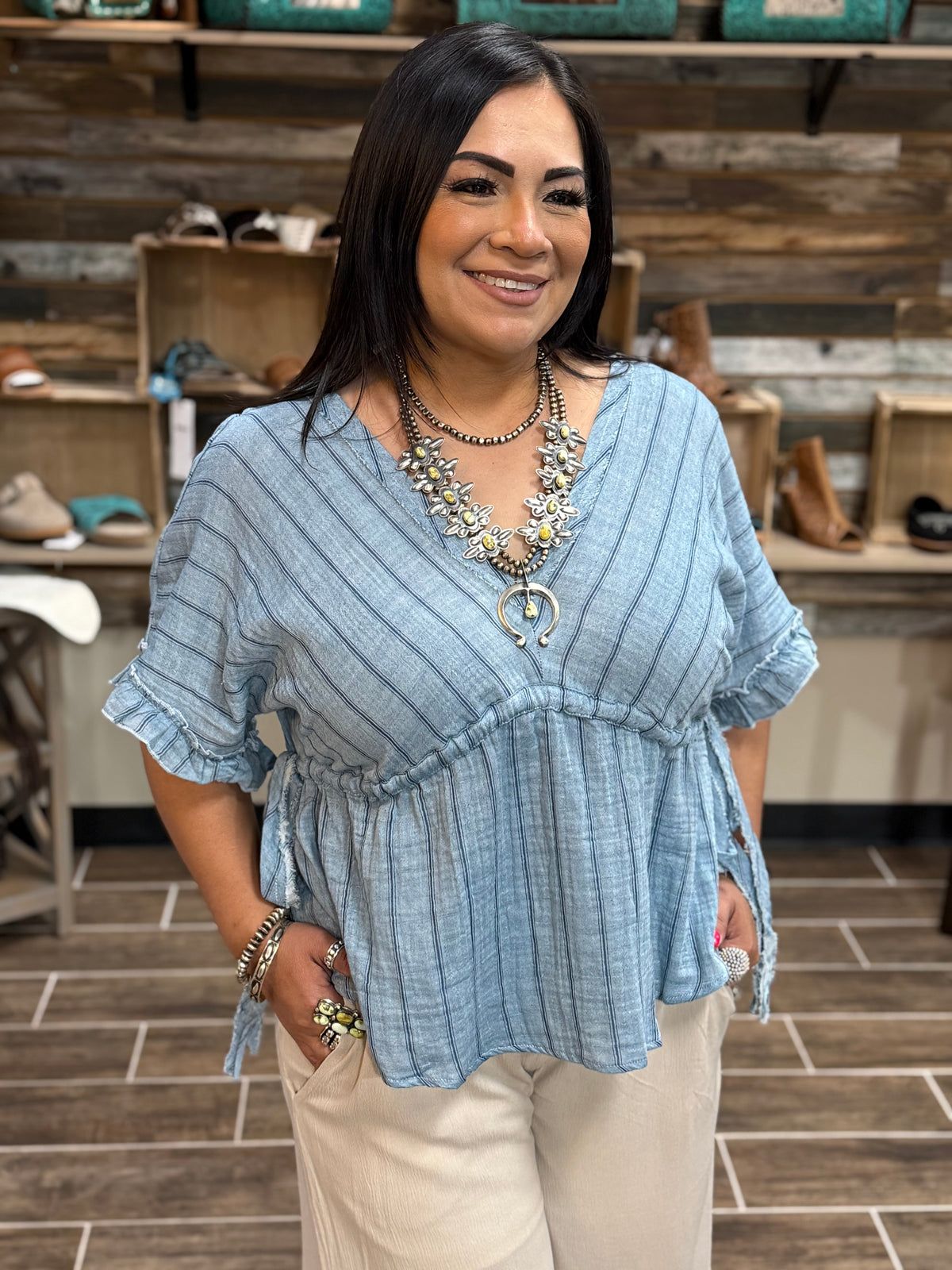 Western Denim Skies Top