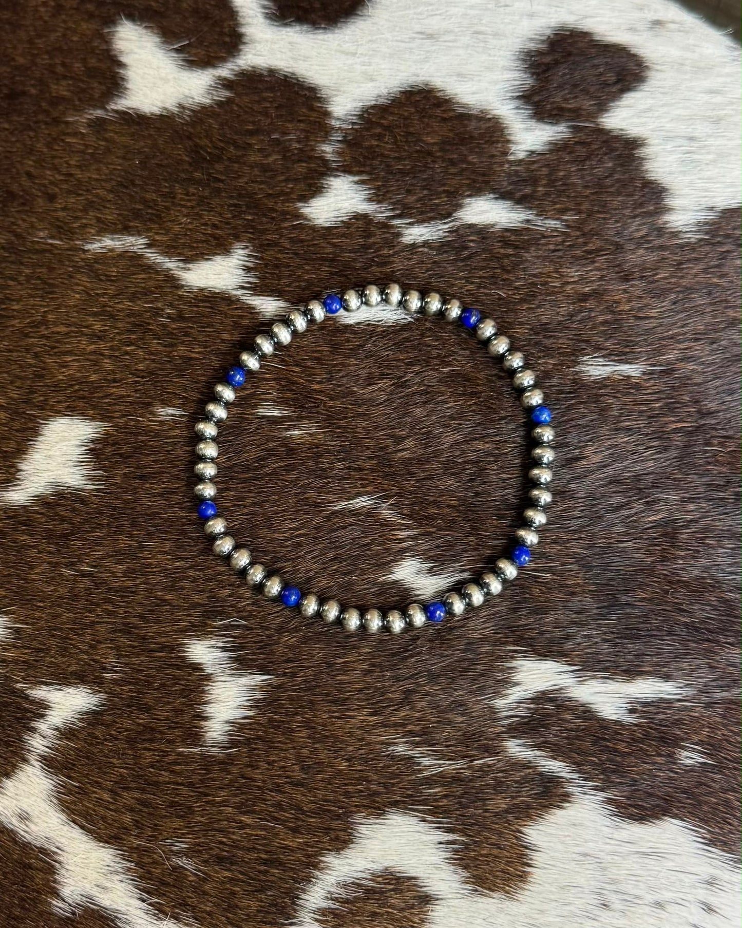 Lapis Pearl Stretch Bracelet *Non Native
