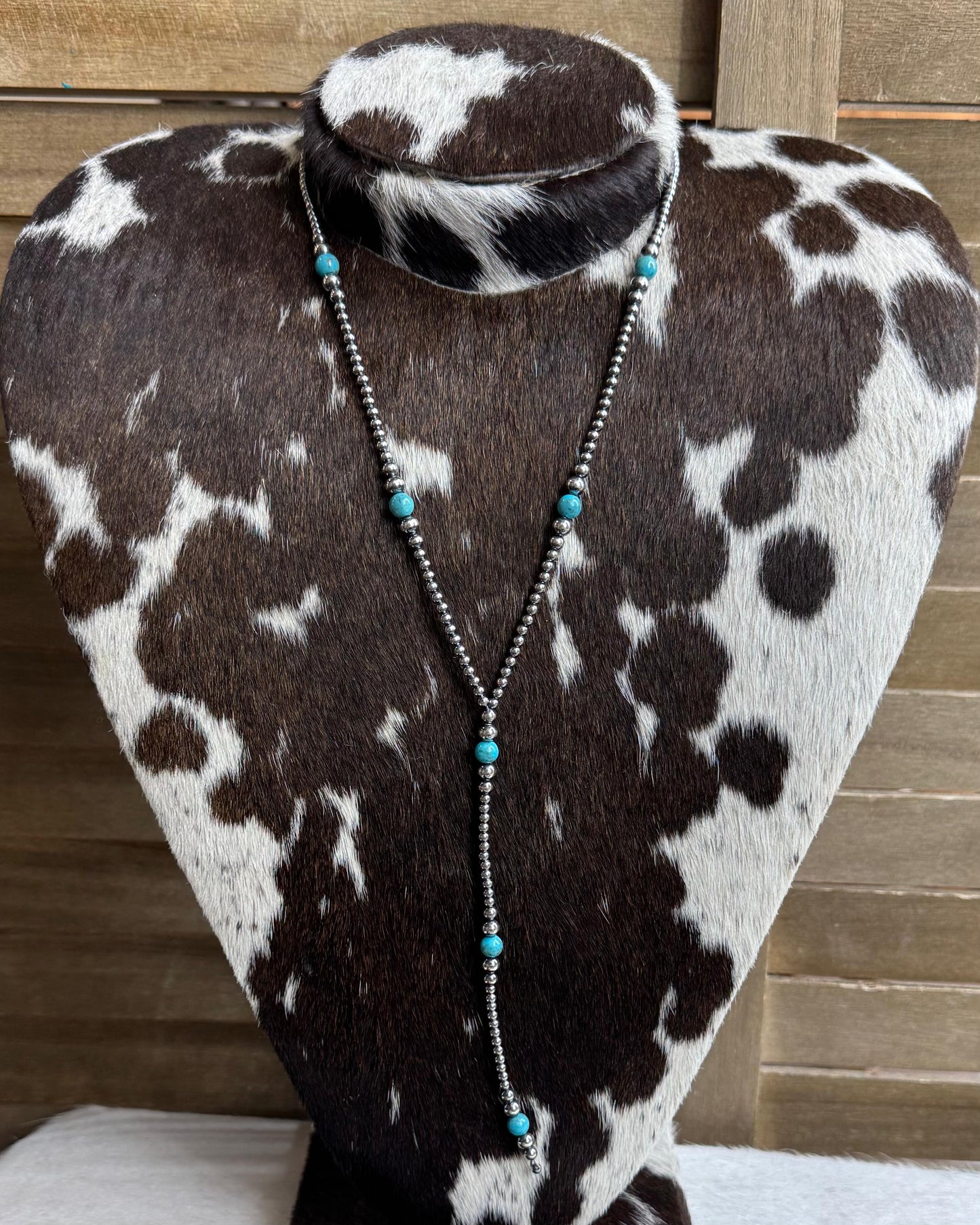Y Lariat 3-6mm Pearl Turquoise Necklace *Non Native