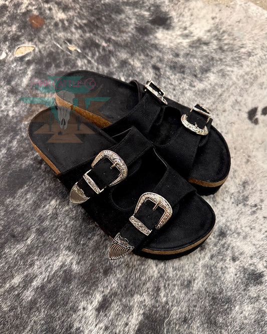 Platinum Buckle Platform Sandals