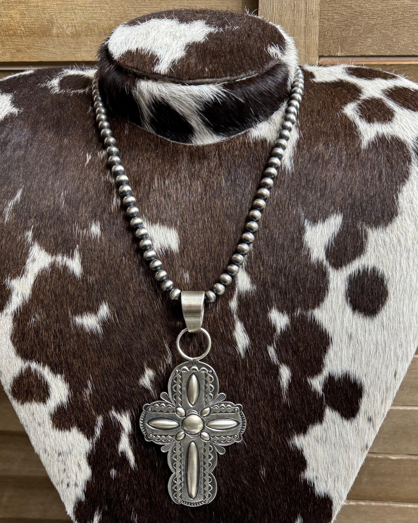 Sterling Cross Pearl Necklace *Native
