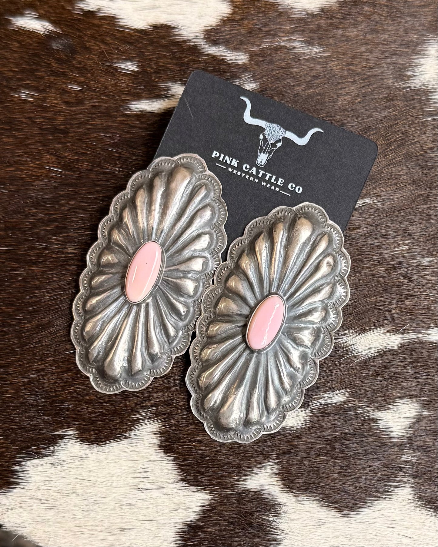 2.5” Rita Lee Pink Conch Concho Earrings *Native