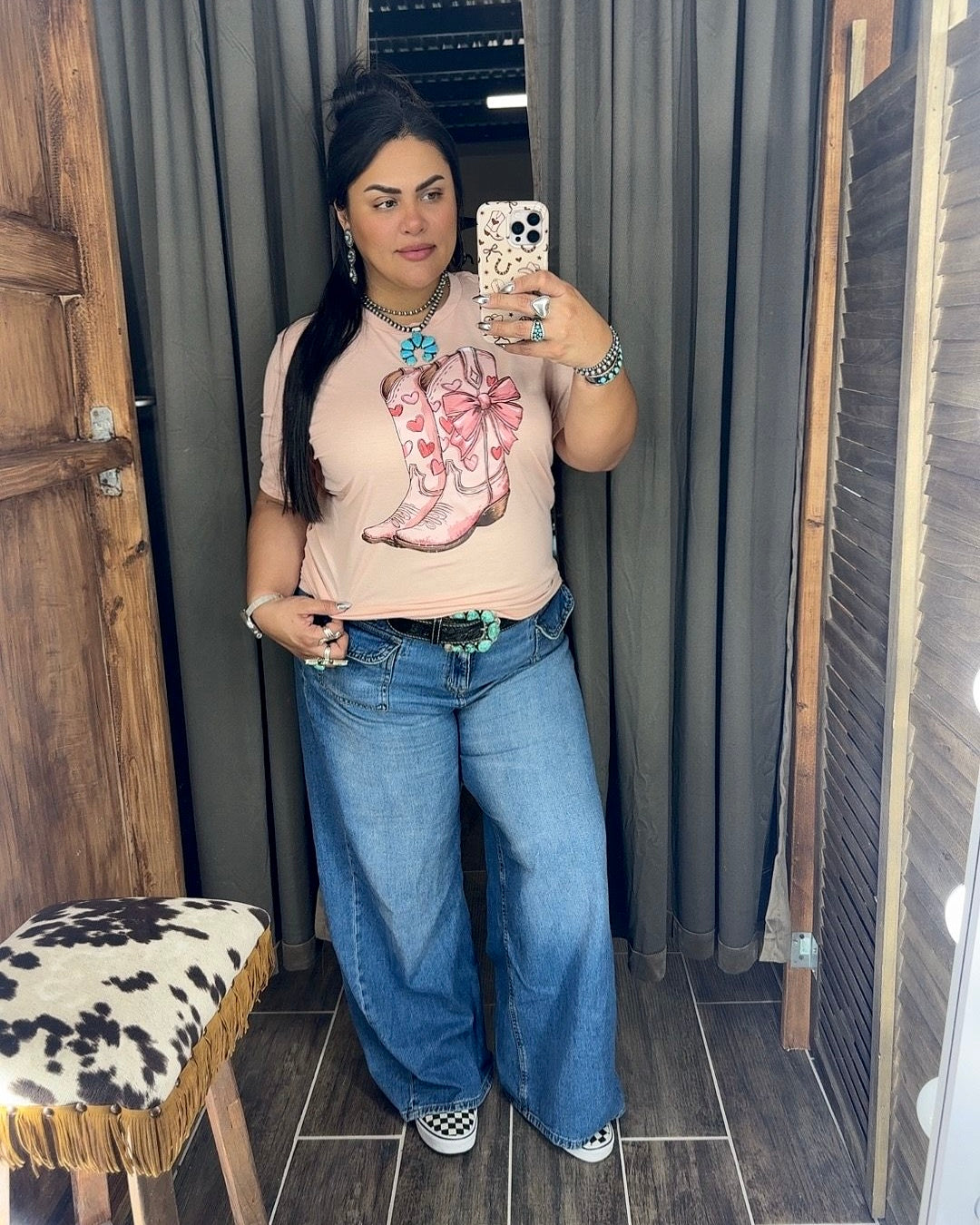 Pink Heart Boot Tee