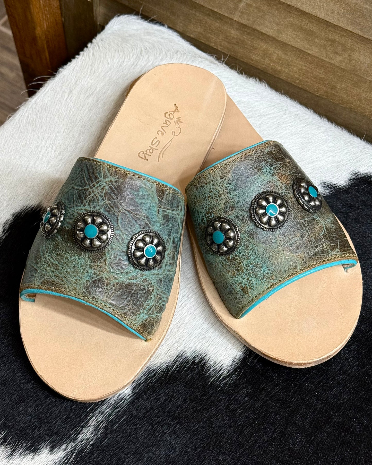 Turquoise Concho Leather Sandals