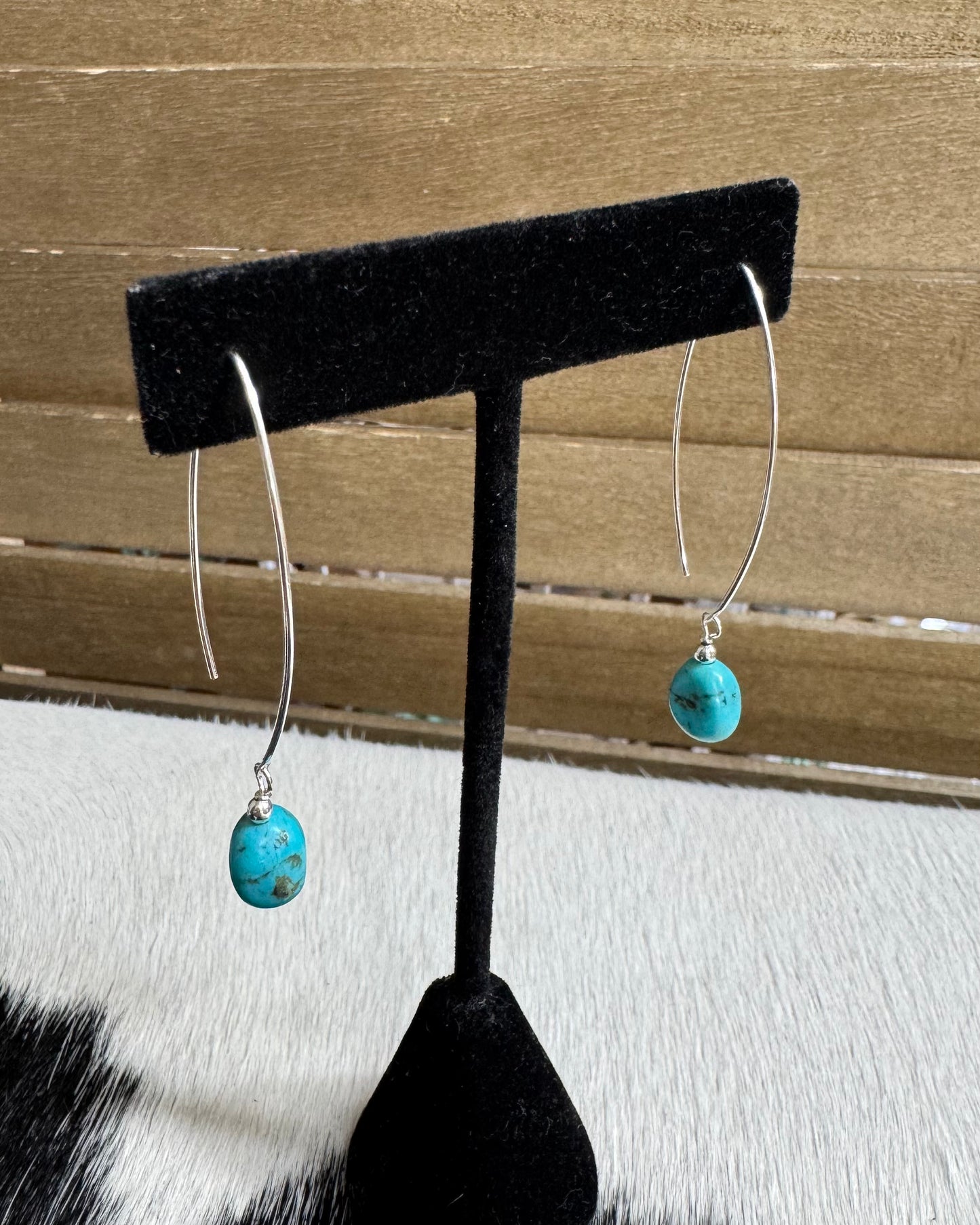 Thread Turquoise Pebble Earrings *Sterling