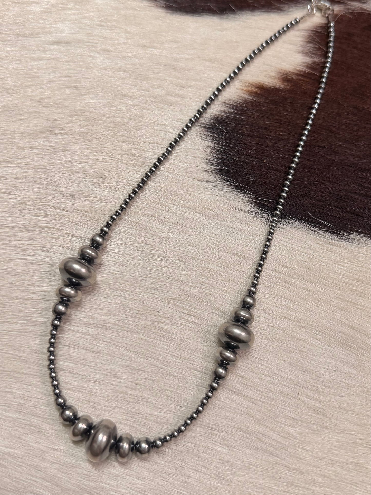 18" 3-14mm Rondelle Pearl Necklace