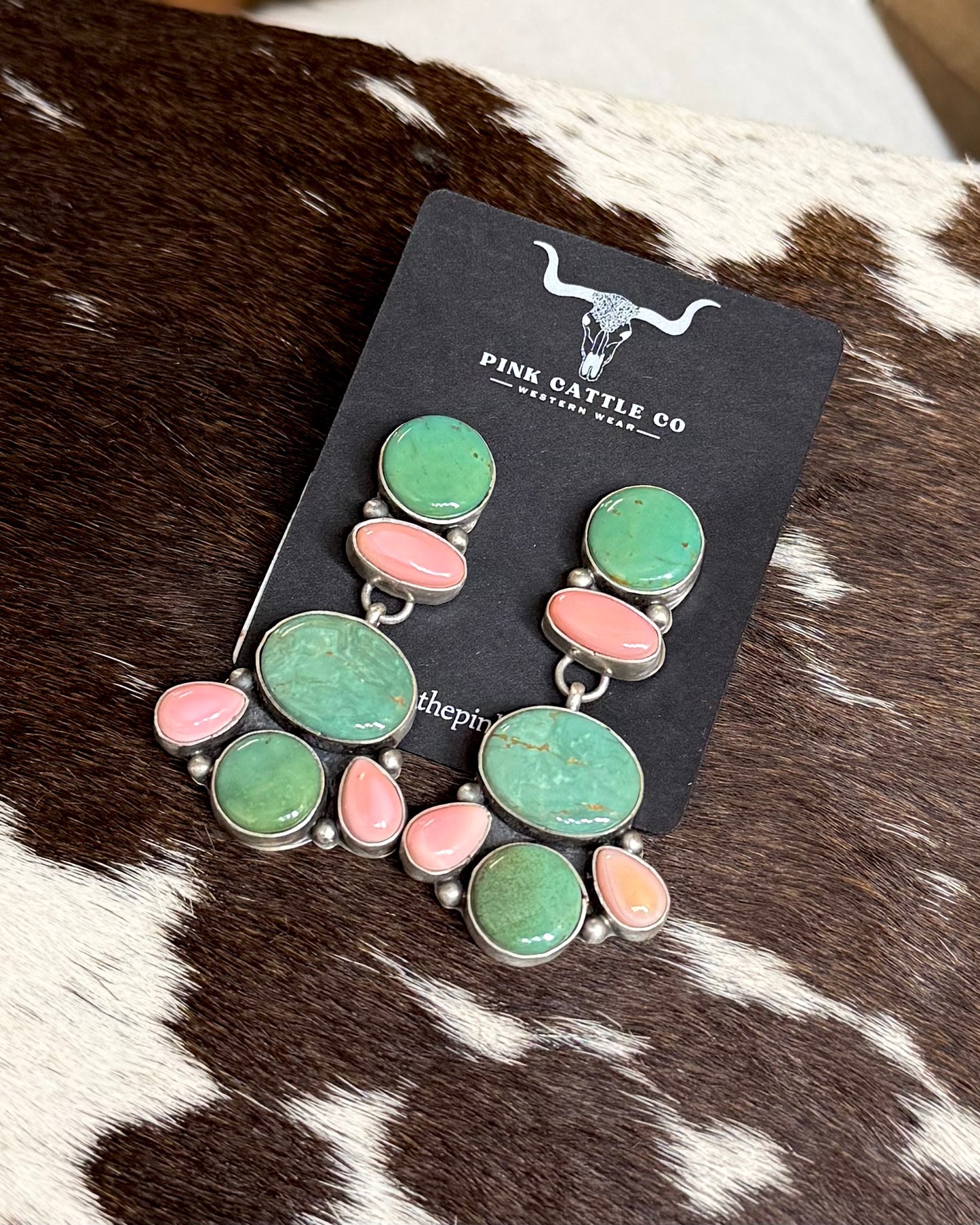 E Richards Pink Conch & Royston Earrings