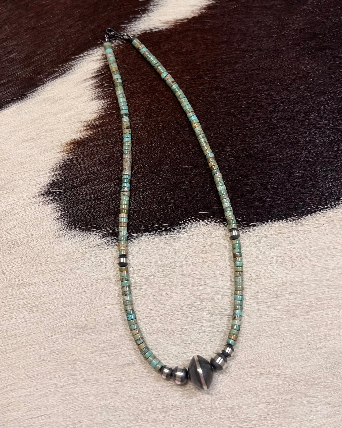 17” Green Heishi Pearl Necklace *Native