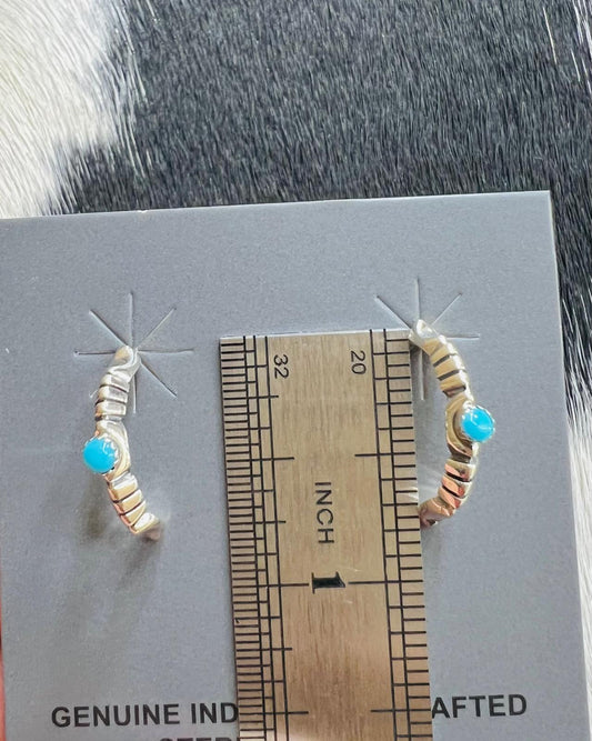Mini Turquoise Stone Hoops