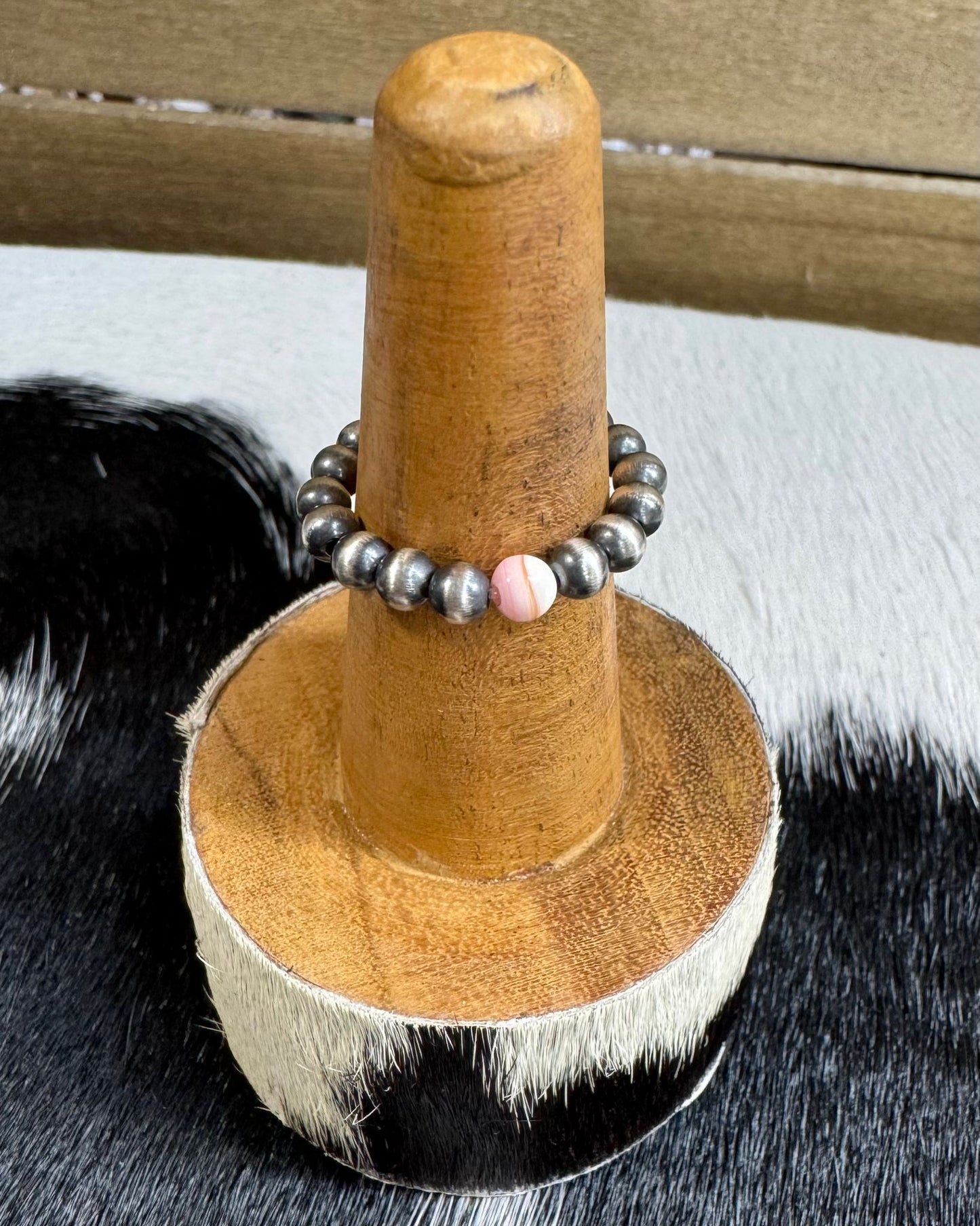 Pink Conch Sterling Pearls Stretch Ring