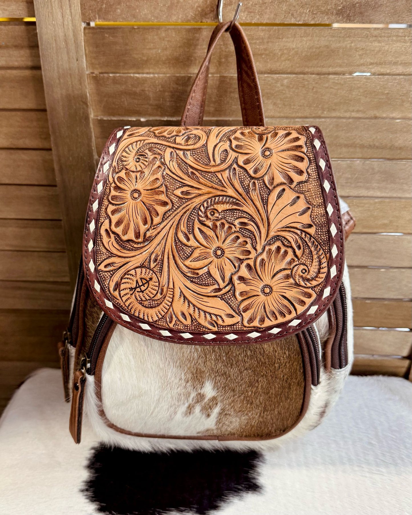 Tooled Cowhide Backpack