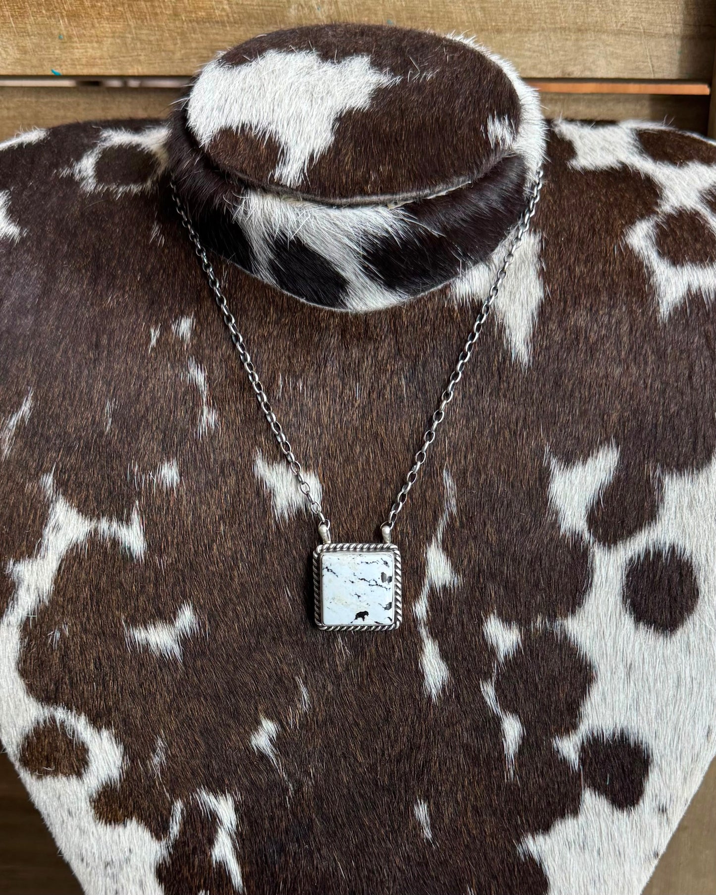 White Buffalo Square Necklace *Native