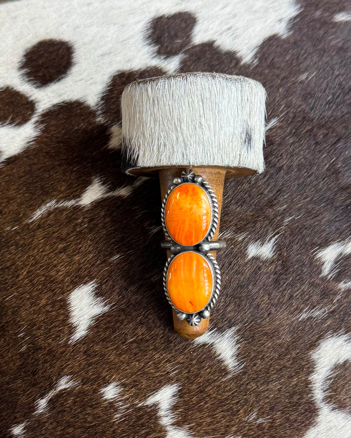 Orange Spiny Double Stone Ring *Native