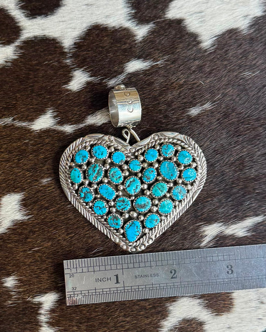 Blue Pebbled Heart Pendant/Pin *Native