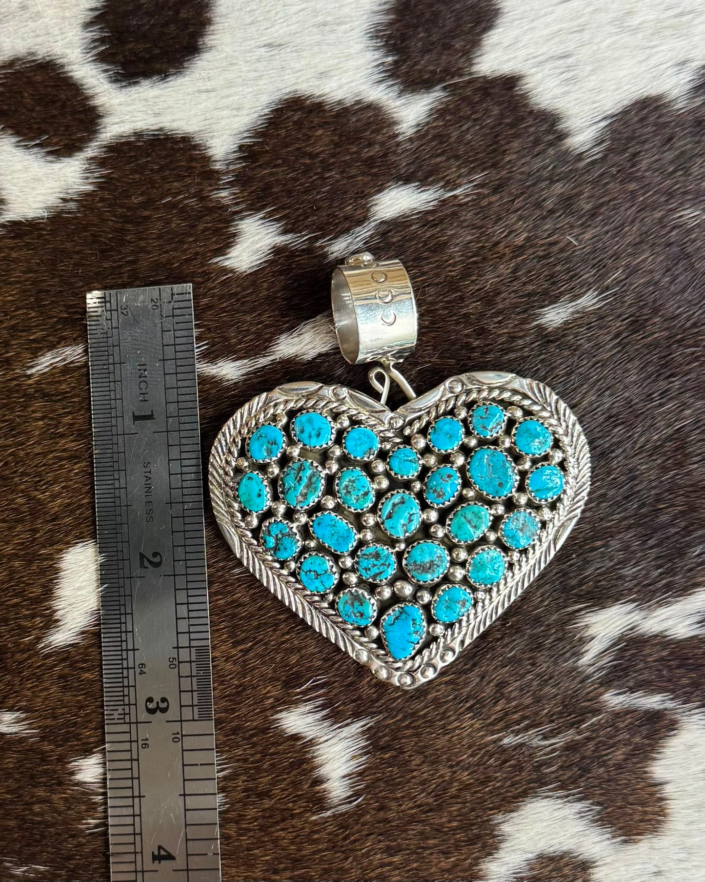 Blue Pebbled Heart Pendant/Pin *Native