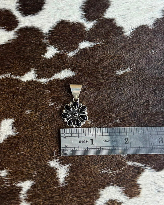 Black Onyx Flower Pendant *Native