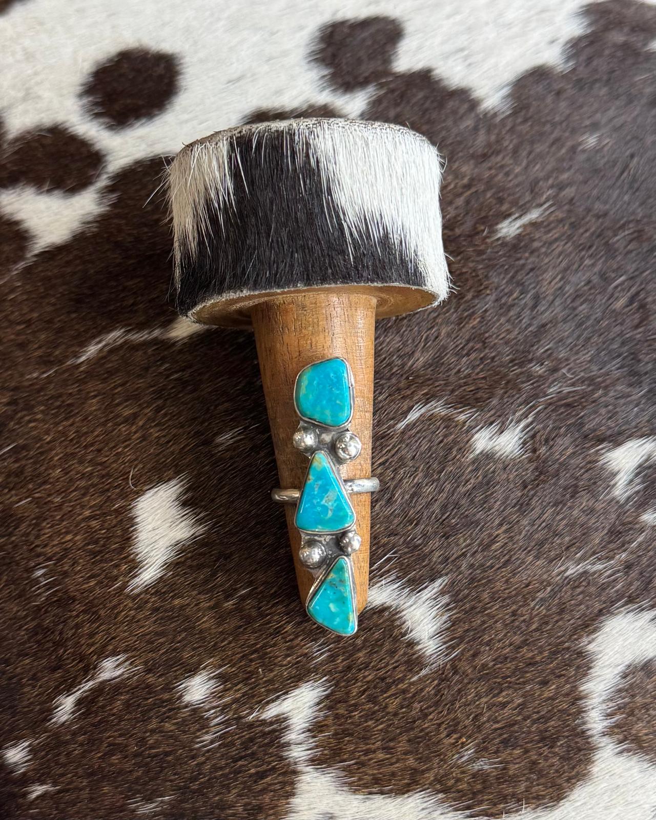 3 Stone Turquoise Sterling Ring *Native