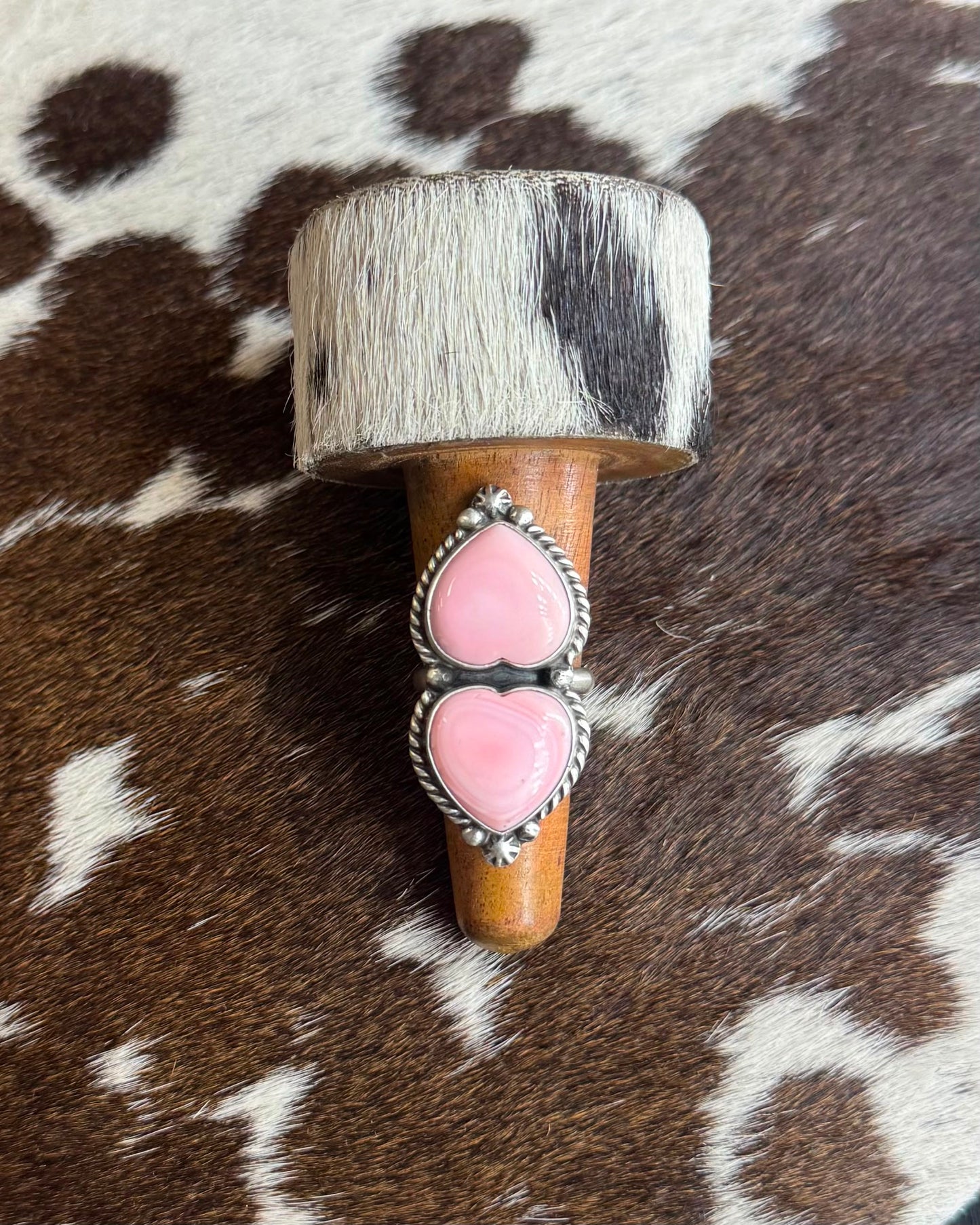 Pink Conch Double Heart Ring *Native