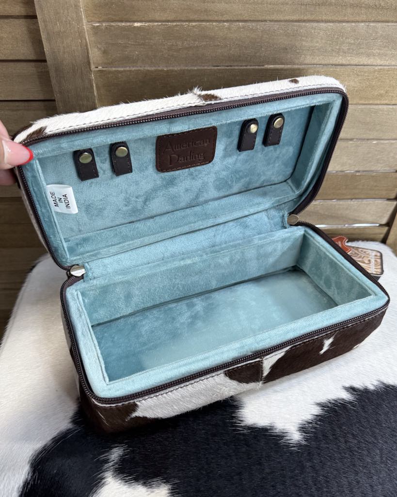Cowhide Zipper AD Jewelry Box