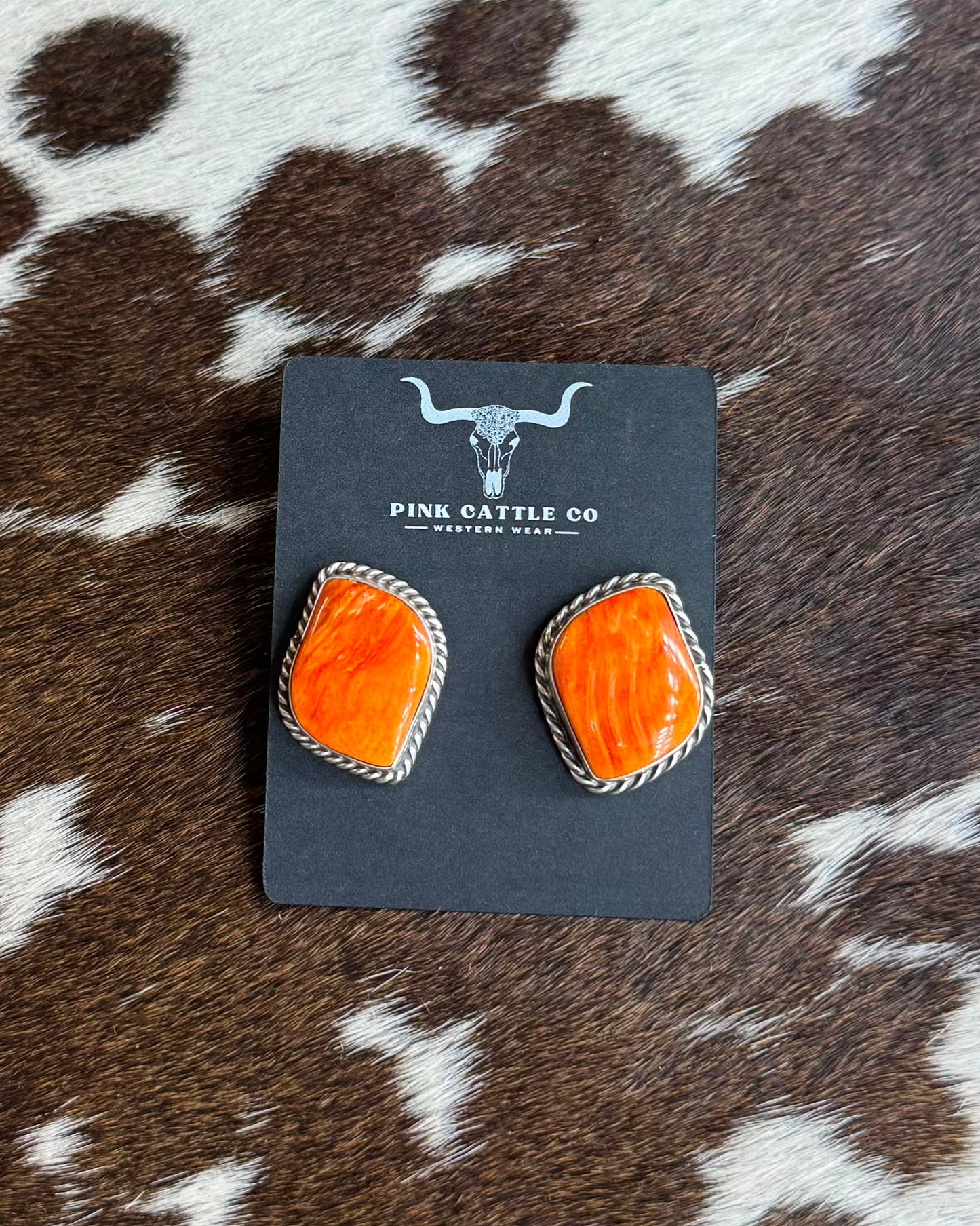 Orange Spiny Stud Earrings *Native