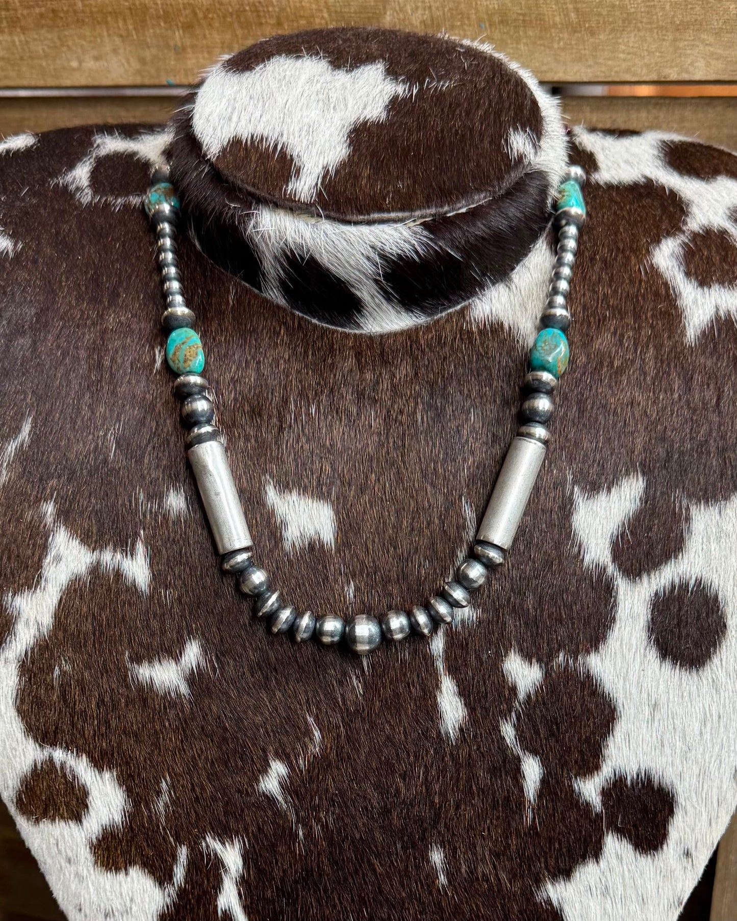 Barrel Turquoise Nugget Pearl Necklace