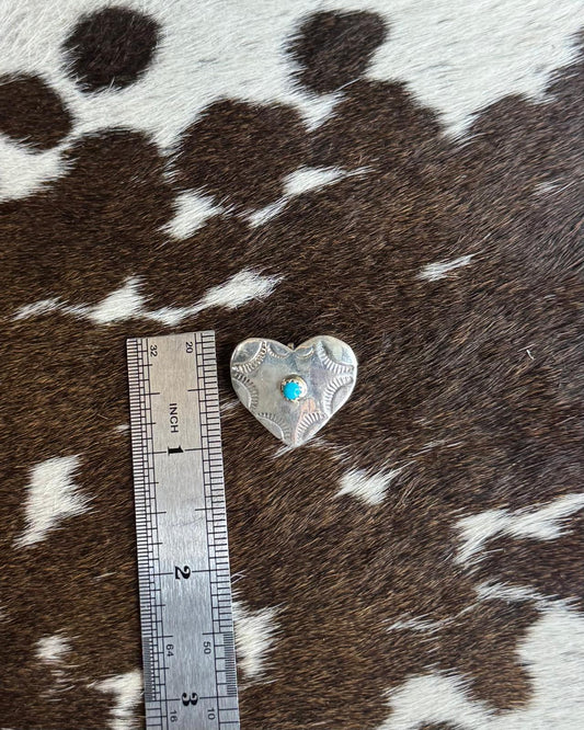 Silver One Stone Heart Pin/ Pendant *Native