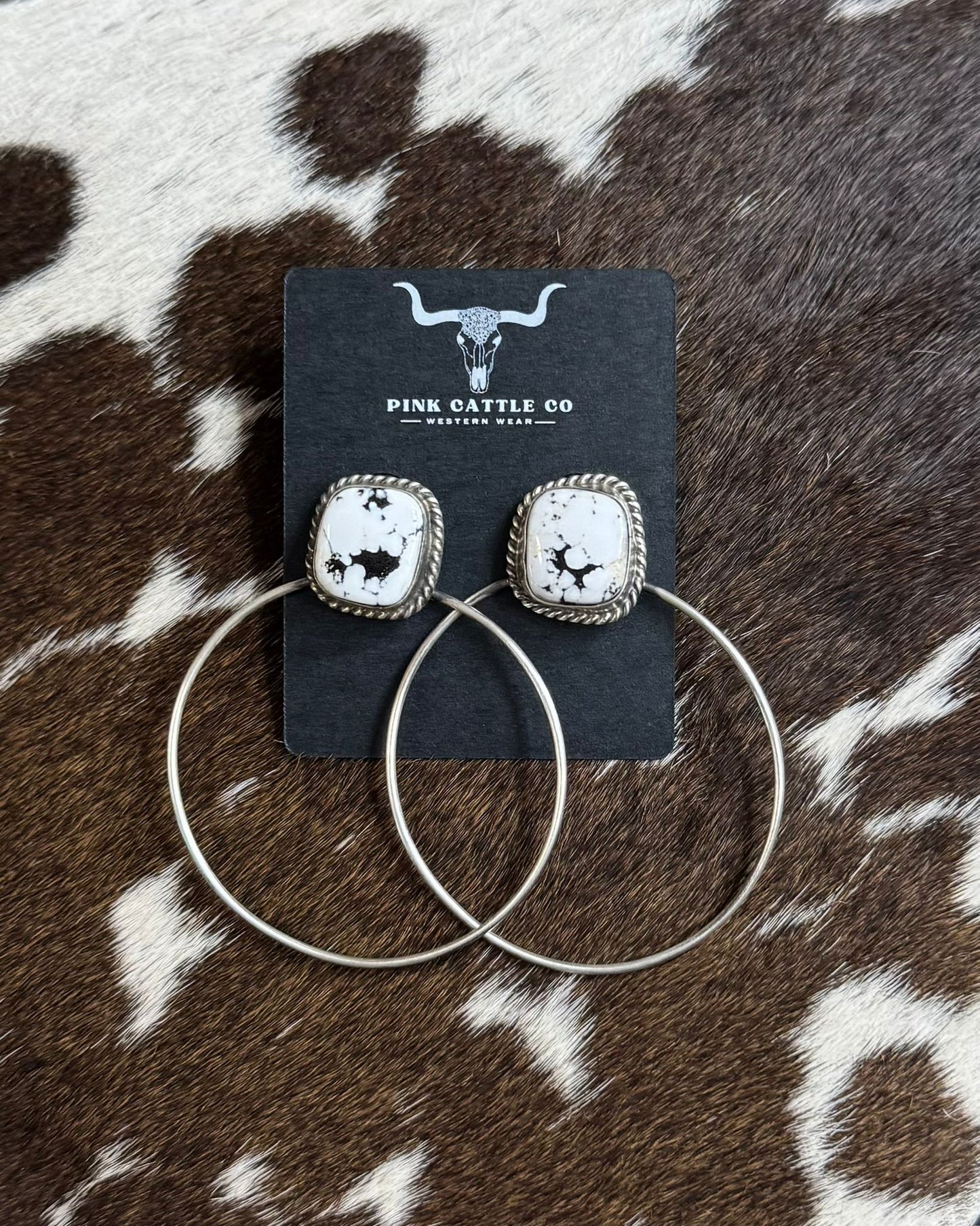 White Buffalo Stud Hoops *Native