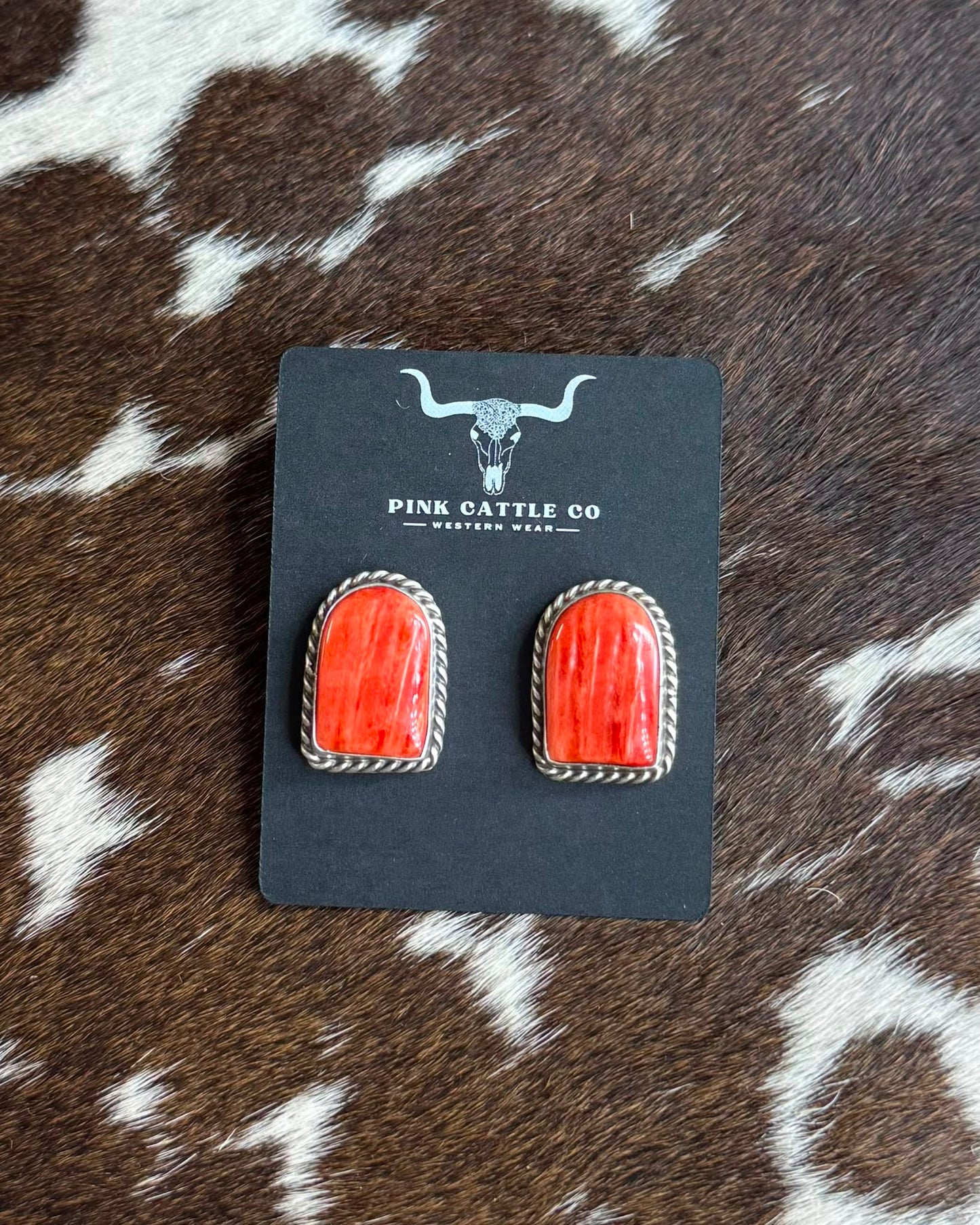 Red Spiny Arch Shaped Earrings *Native