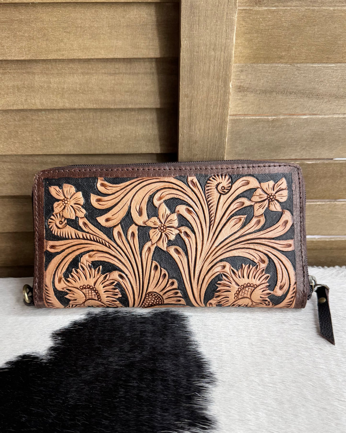 Ohlay Tooled Zipper Wallet