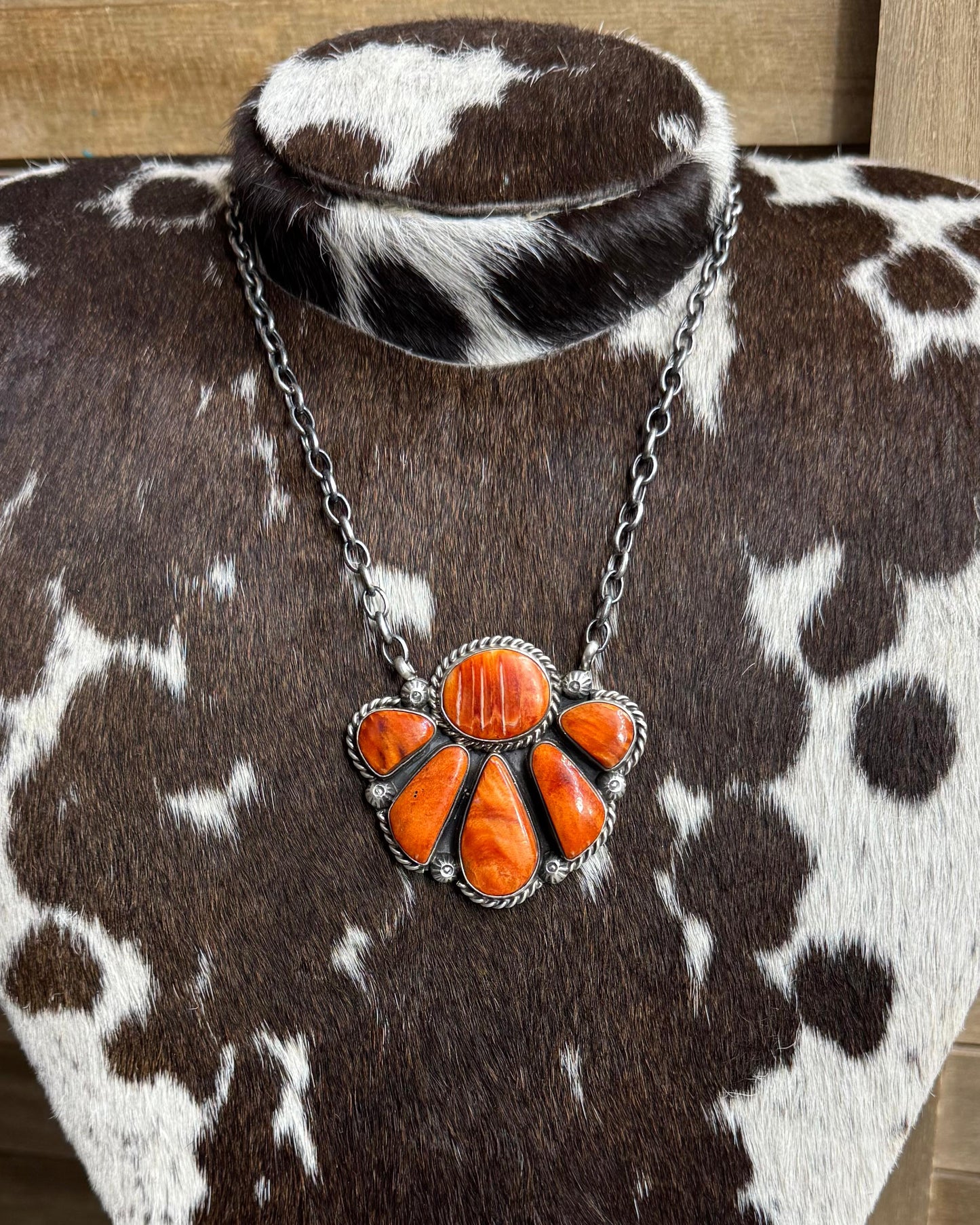 Orange Spiny Half Cluster Necklace *Native