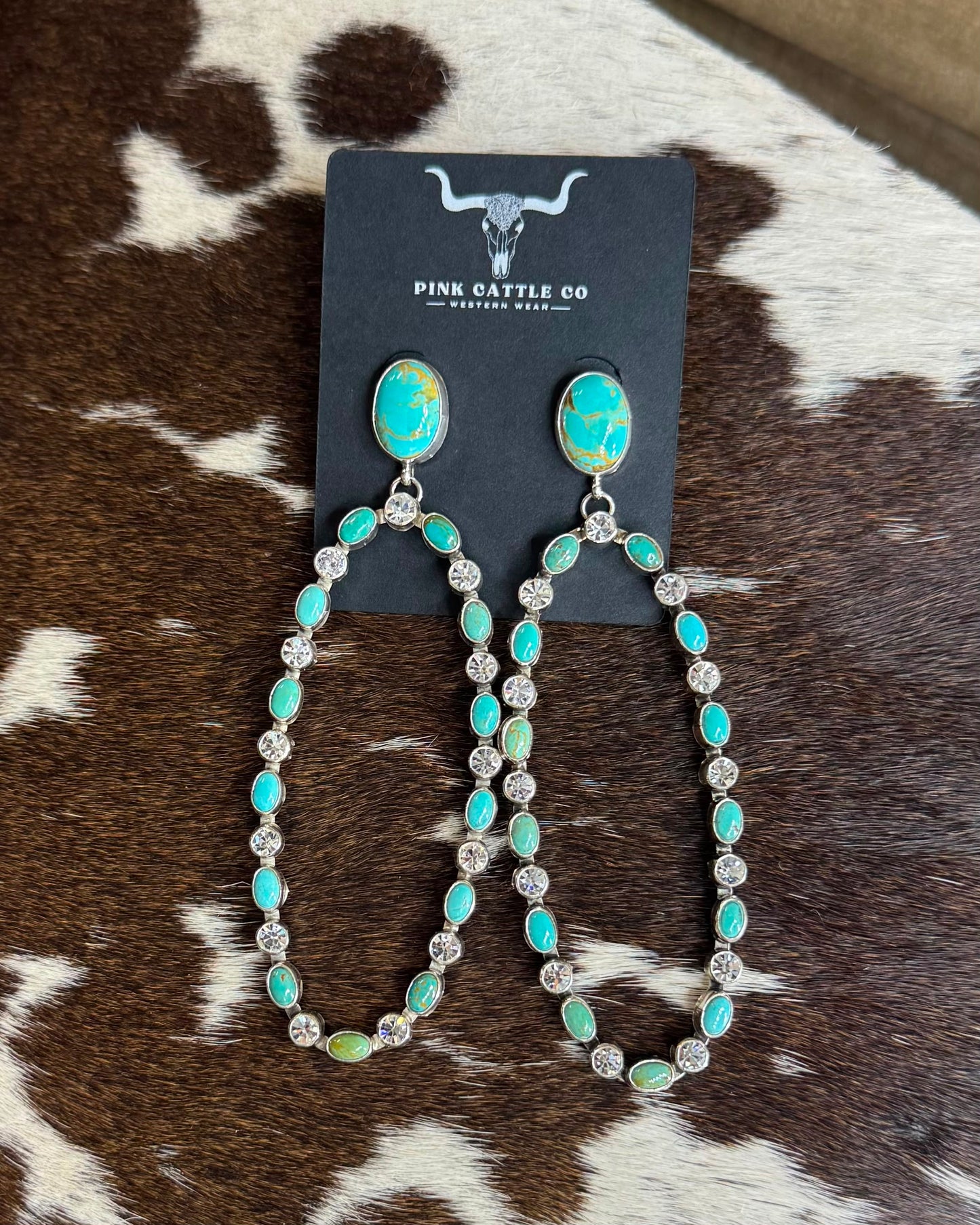 Turquoise Oval Sparkle Earrings *Native