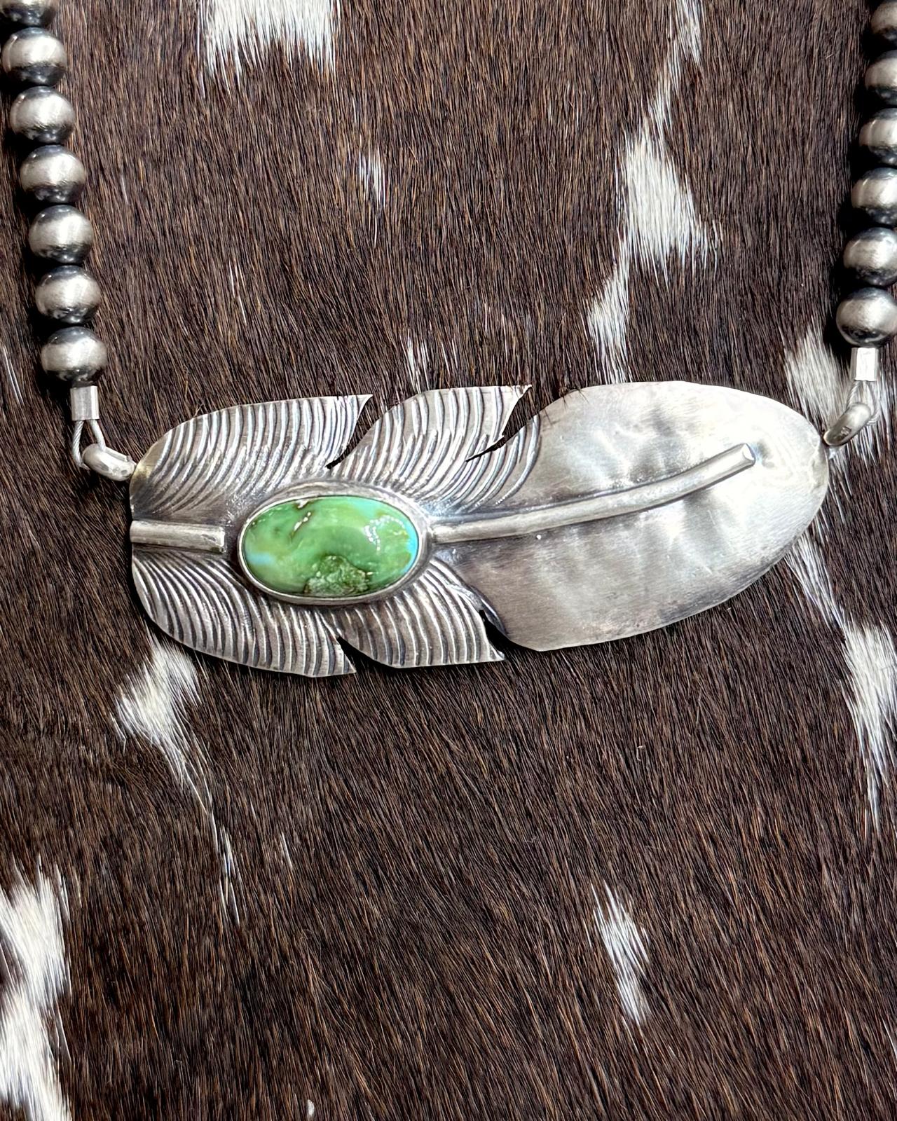 20" Sonoran Feather 6mm Pearl Necklace *Native