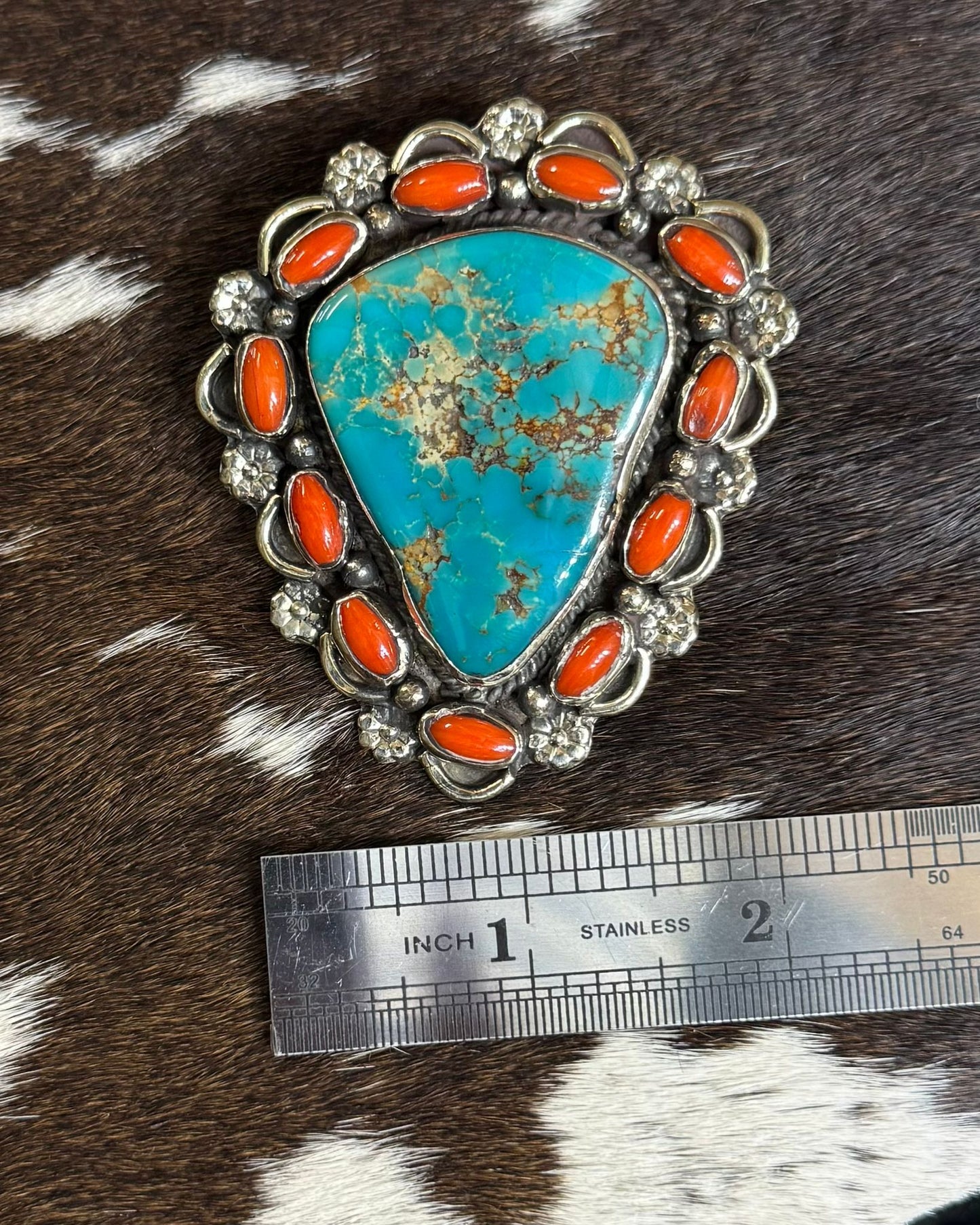 Tibet Turquoise & Coral Pendant