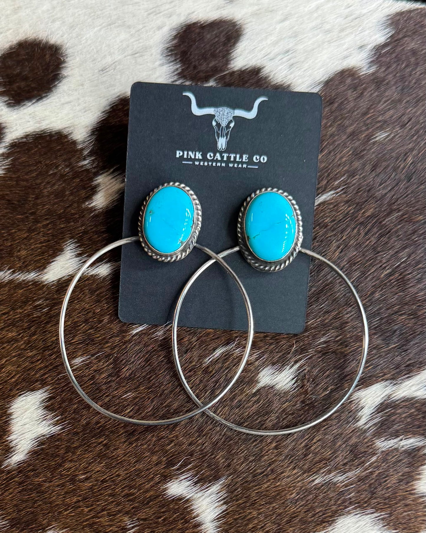 Elouise Kee Kingman Turquoise Hoops *Native