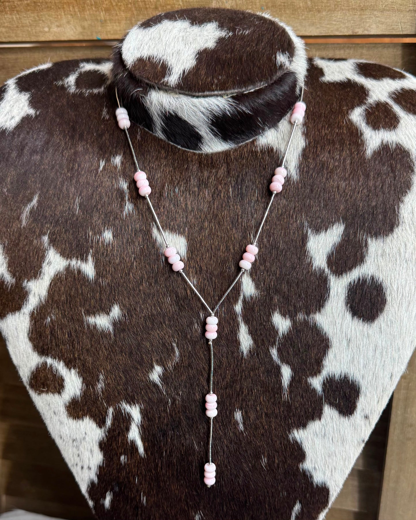 Pink Conch Liquid Silver Lariat *NonNative