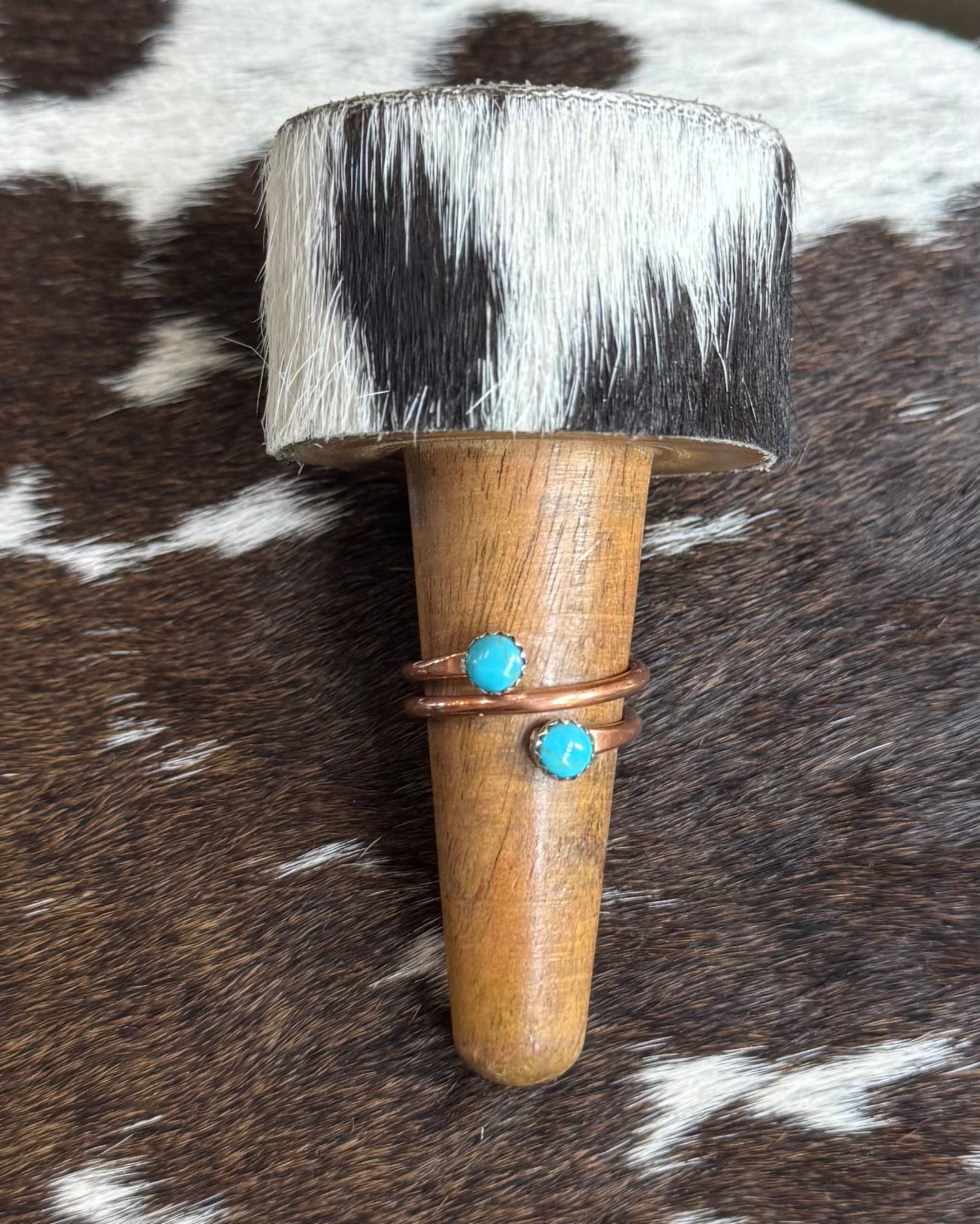 2 Stone Turquoise Copper Swirl Ring Adj *Native