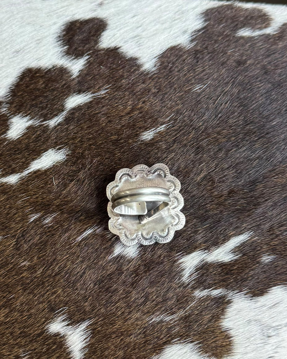 Blue Turquoise Square Adj Ring *Native