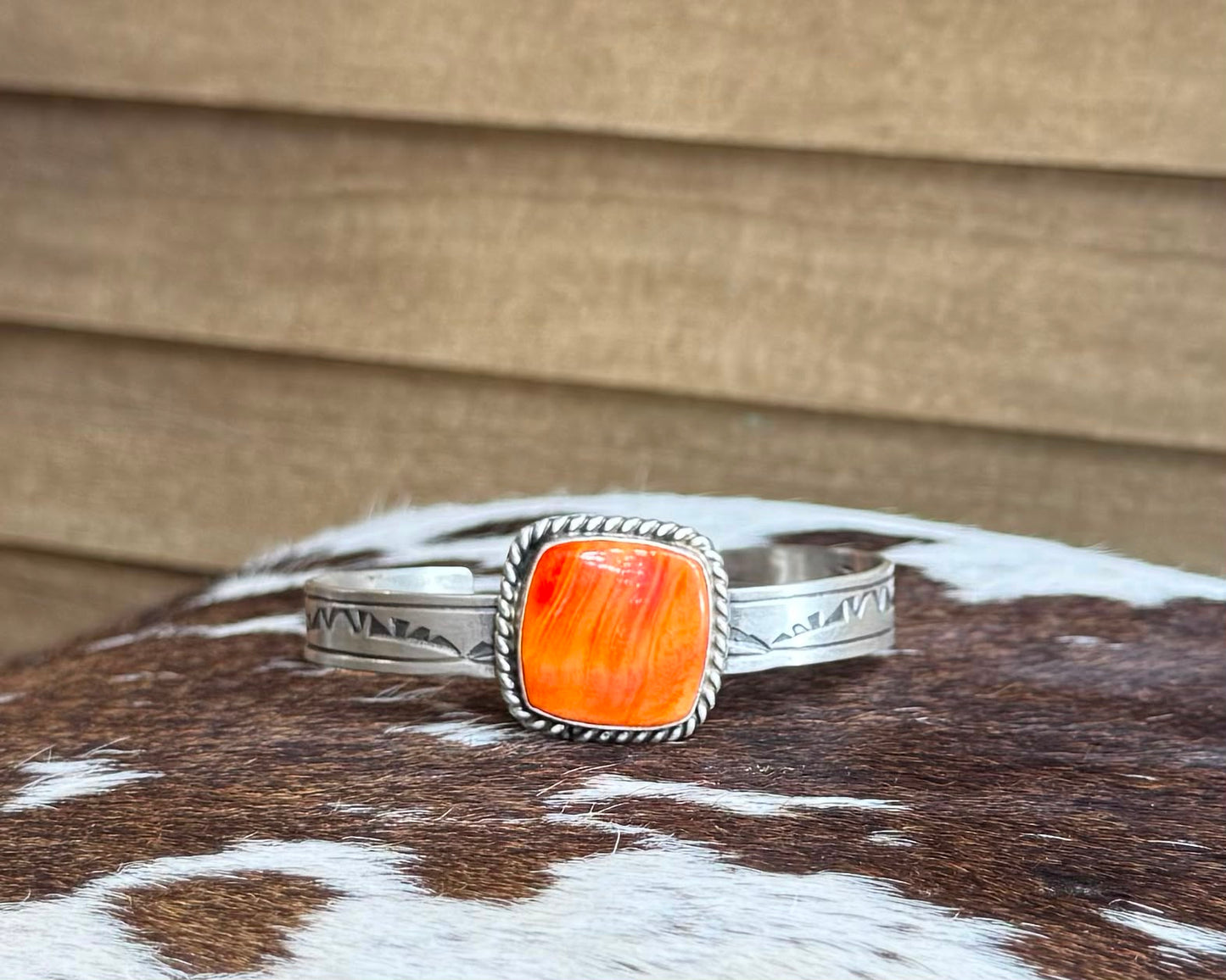 Orange Spiny Square Cuff *Native