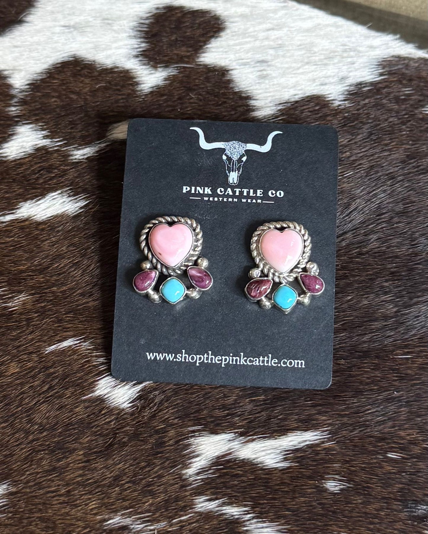 Heart Multi Stone Cluster Studs *Native