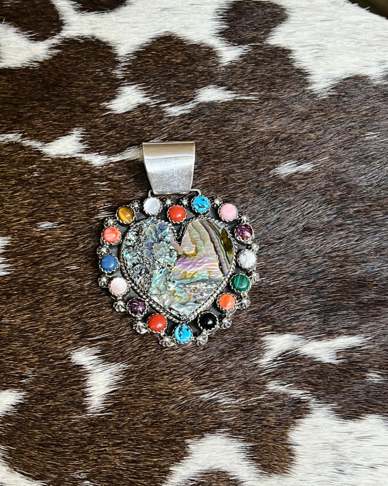 Heart Abalone Multi Stone Pendant *NonNative